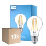 Multipack 10x Philips Corepro LED Bulbo E27 Pera Clara 8.5W 1055lm - 827 Luz muy Cálida | Reemplazo 75W