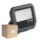 Multipack 4x Ledvance Proyector LED Aluminium Negro 8W 1200lm 100D - 840 Blanco Frio | IP66 - Simétrico