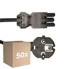 Multipack 50x Noxion GST - Compatible Cable de alimentación Negro - Hembra + Schuko Europlug - 2m - 3 pole 0.75mm2